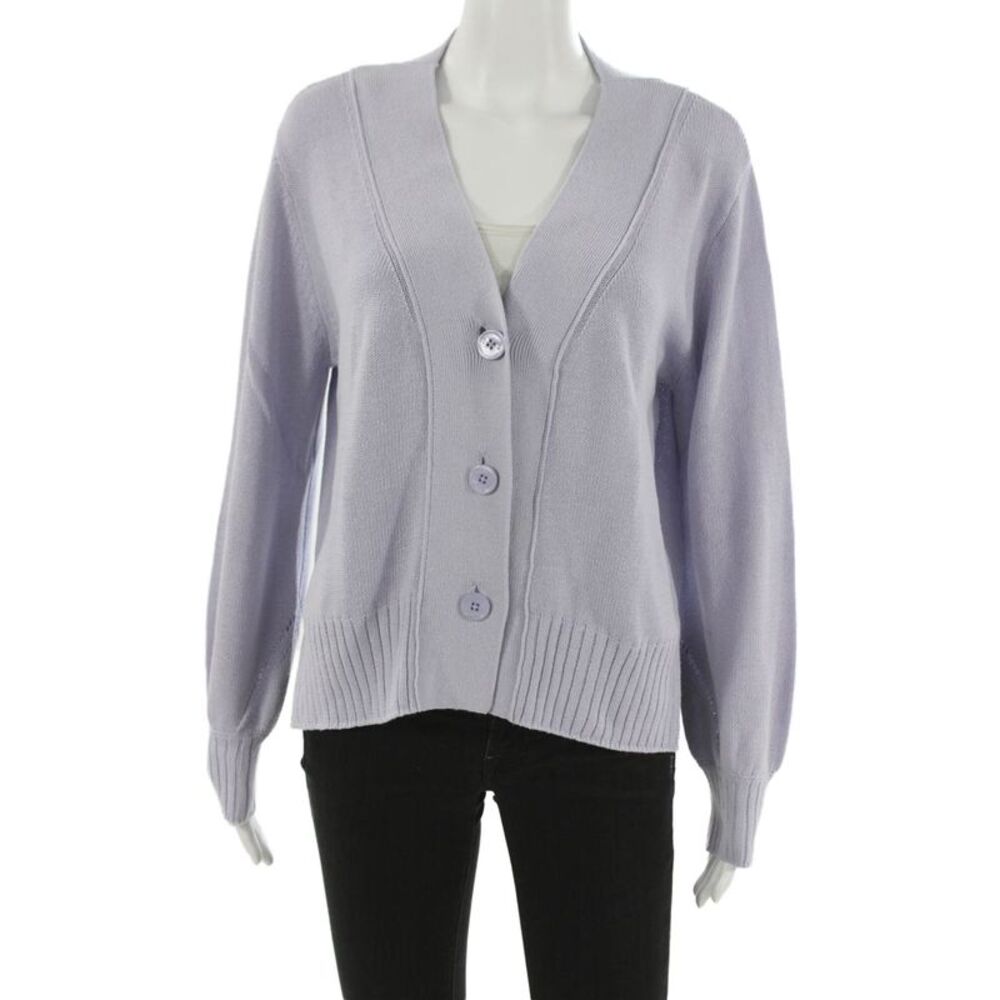 27 Miles Womens Purple Cotton V-Neck Cardigan Long Sleeve Size M